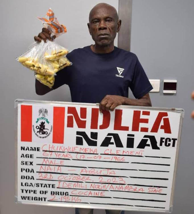 NDLEA Arrests Chukwuemeka Clement for Ingesting 100 Wraps of Cocaine