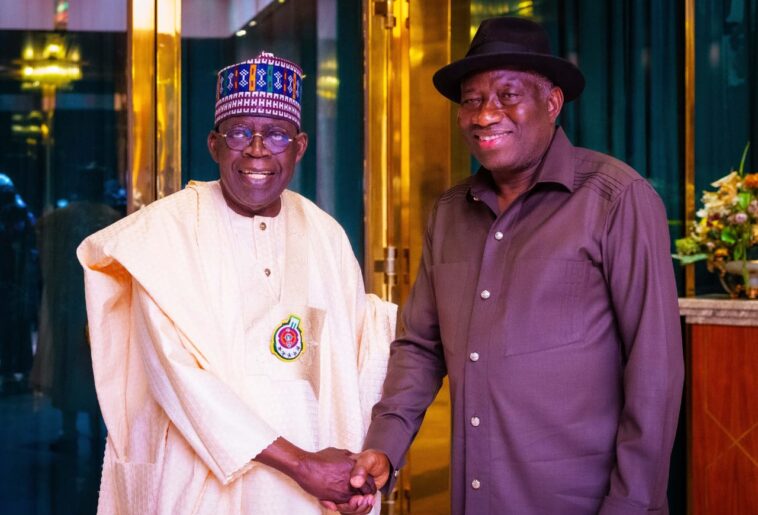 Tinubu meets with jonathan at aso villa⁣