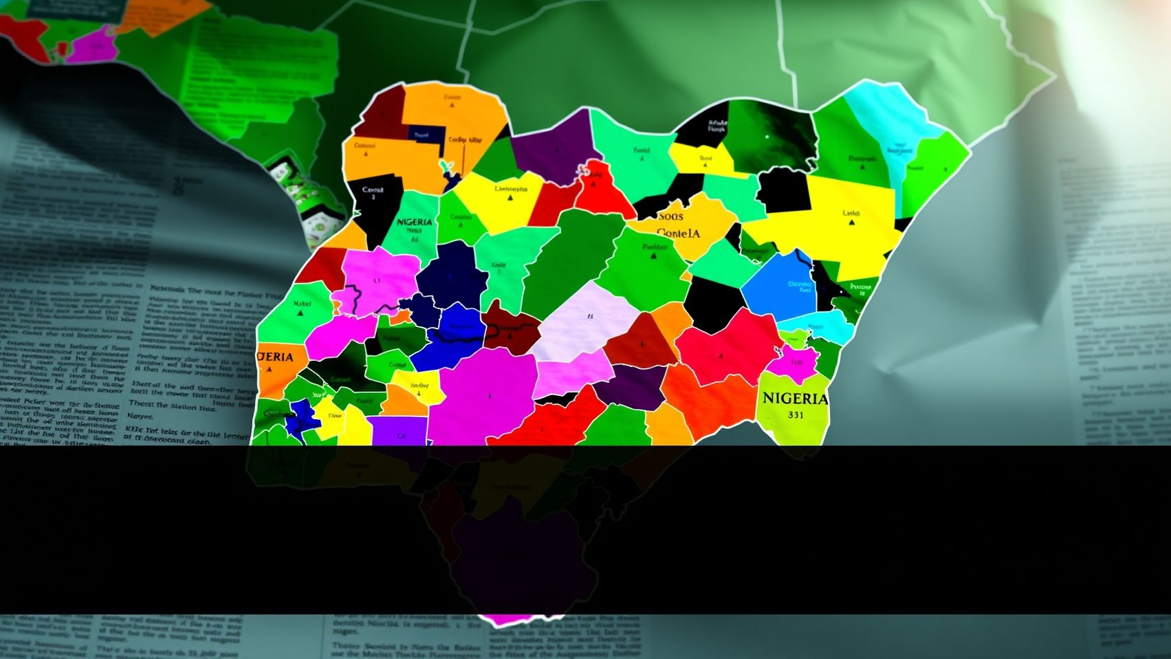 Map of Nigeria with breaking news headlines