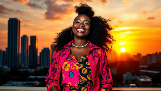 A nigerian fashion designer celebrating an international award win.