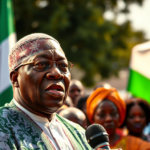 President tinubu addressing supporters in nigeria.
