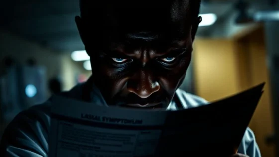 Doctor reviewing lassa fever patient chart.