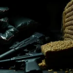 Current Post Image 64 Confiscated guns, drugs, and rice from a large ogun customs seizure.