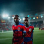 Salim fago lawal in a viktoria plzeň jersey at the stadium.