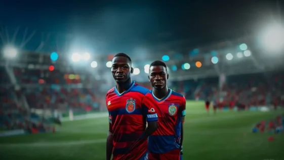 Salim fago lawal in a viktoria plzeň jersey at the stadium.