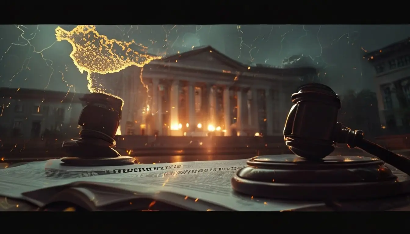 A gavel and legal papers representing the serap lawsuit against the ministry of power.