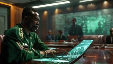 An intense boardroom meeting discussing the super eagles' 2027 coaching roadmap.