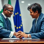 Government officials signing a technology cooperation agreement between nigeria and the european union.