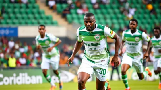 Kwara united football players on the pitch during an npfl league game.