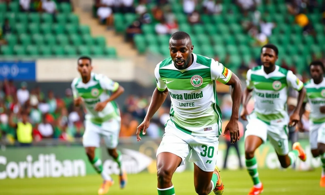 Kwara united football players on the pitch during an npfl league game.