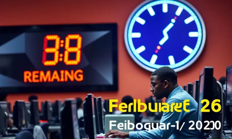Current Post Image 39 84A Students registering for jamb utme at a computer center with a countdown clock.