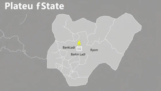 Map of plateau state highlighting local government areas including barkin ladi.