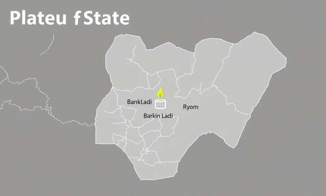 Map of plateau state highlighting local government areas including barkin ladi.