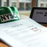 Official nysc call-up letter and green cap on a desk representing the 2026 batch a stream ii timetable.