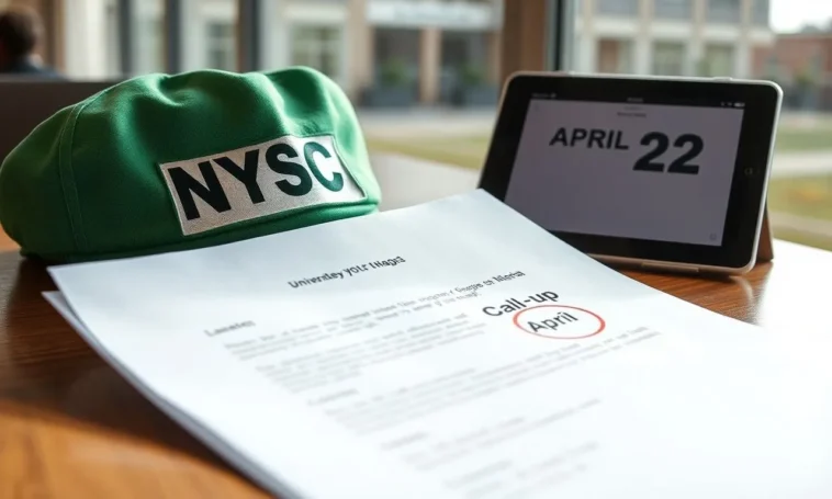 Official nysc call-up letter and green cap on a desk representing the 2026 batch a stream ii timetable.