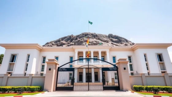 External view of the nigerian presidential villa, aso rock, abuja.