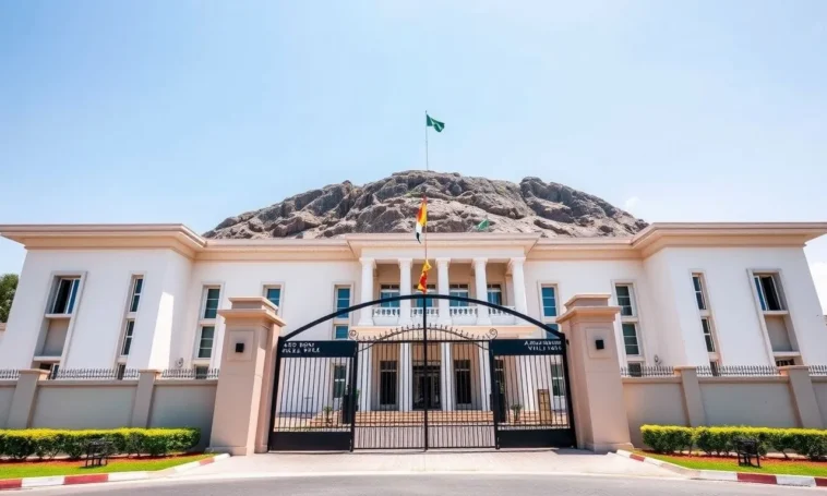 External view of the nigerian presidential villa, aso rock, abuja.