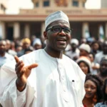 Dr. Moses paul speaking at an adc political rally in abuja.