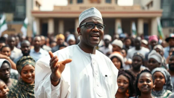 Dr. Moses paul speaking at an adc political rally in abuja.
