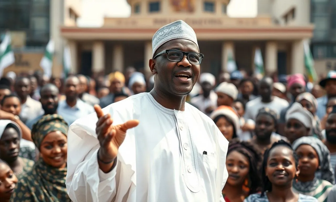 Dr. Moses paul speaking at an adc political rally in abuja.