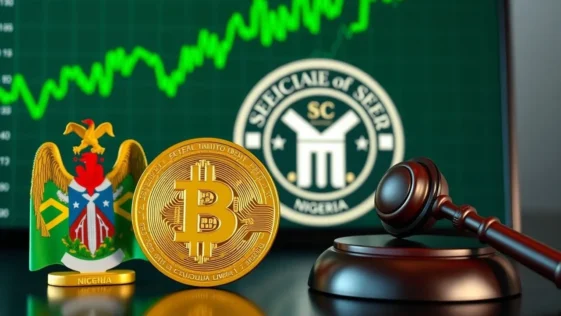 A golden bitcoin coin and a legal gavel representing nigeria's 2026 crypto regulations.