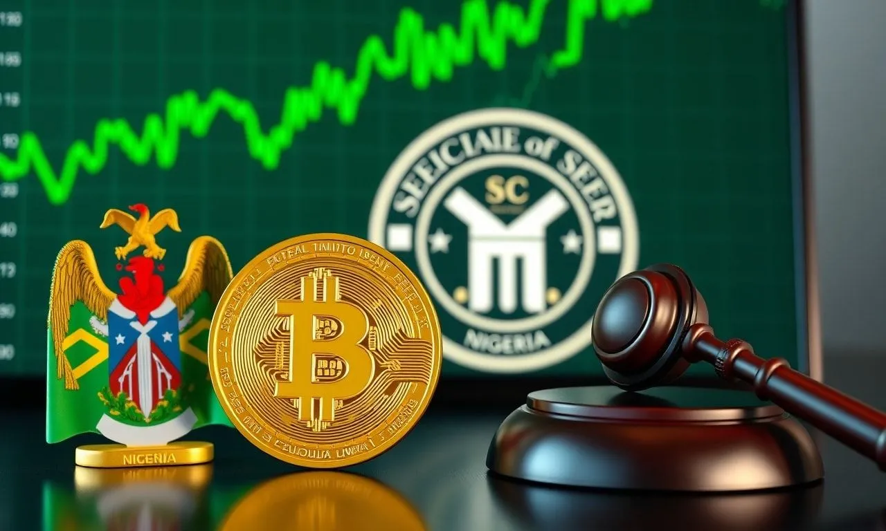 A golden bitcoin coin and a legal gavel representing nigeria's 2026 crypto regulations.