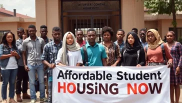 NANS officials during a press conference or protest regarding student rent hikes.