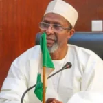 Minister of environment balarabe abbas lawal during a formal address.