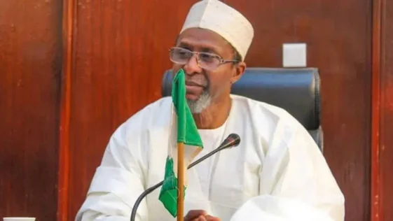 Minister of environment balarabe abbas lawal during a formal address.