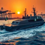 current post image 29 cac A modern Nigerian Navy warship built locally, sailing at sunset.